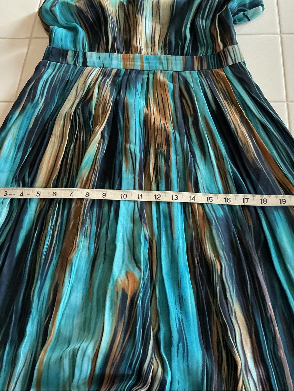 Anthropologie Paper Crown "Rivier" BlueAbstract Midi Dress - Picture 9 of 12